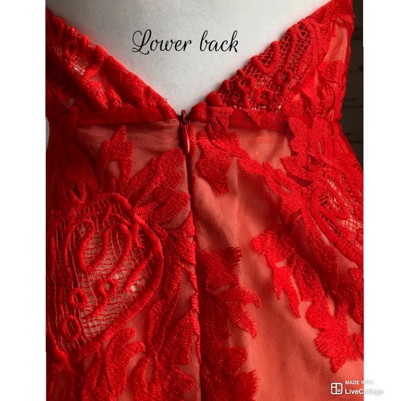 Aqua Floral Lace Coral Orange Halter Shorts Romper - Picture 8 of 8